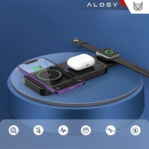 Alogy Ładowarka Indukcyjna Alogy Bezprzewodowa Qi PD QC 3.0 2w1 Szybka do Apple iPhone Airpods Watch Stacja ładująca stojak czarna Alogy Ładowarka Indukcyjna Alogy Bezprzewodowa Qi PD QC 3.0 2w1 Szybka do Apple iPhone Airpods Watch Stacja ładująca stojak czarna