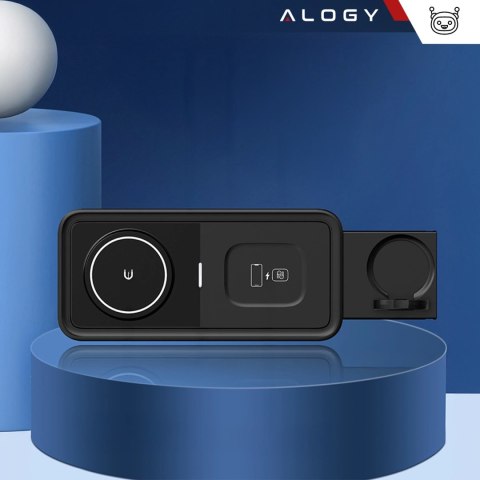 Alogy Ładowarka Indukcyjna Alogy Bezprzewodowa Qi PD QC 3.0 2w1 Szybka do Apple iPhone Airpods Watch Stacja ładująca stojak czarna Alogy Ładowarka Indukcyjna Alogy Bezprzewodowa Qi PD QC 3.0 2w1 Szybka do Apple iPhone Airpods Watch Stacja ładująca stojak czarna