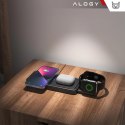 Alogy Ładowarka Indukcyjna Alogy Bezprzewodowa Qi PD QC 3.0 2w1 Szybka do Apple iPhone Airpods Watch Stacja ładująca stojak czarna