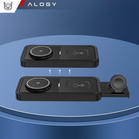 Alogy Ładowarka Indukcyjna Alogy Bezprzewodowa Qi PD QC 3.0 2w1 Szybka do Apple iPhone Airpods Watch Stacja ładująca stojak czarna Alogy Ładowarka Indukcyjna Alogy Bezprzewodowa Qi PD QC 3.0 2w1 Szybka do Apple iPhone Airpods Watch Stacja ładująca stojak czarna