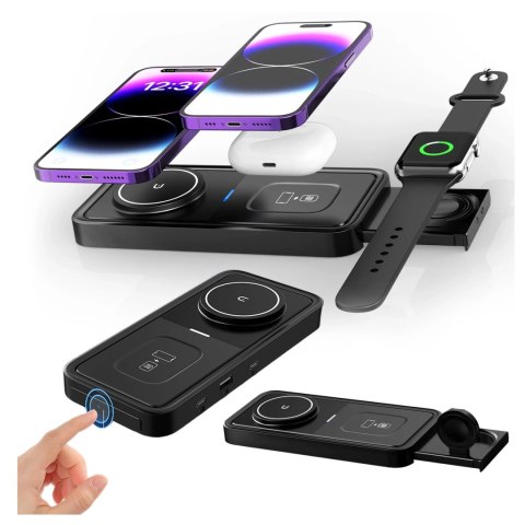 Alogy Ładowarka Indukcyjna Alogy Bezprzewodowa Qi PD QC 3.0 2w1 Szybka do Apple iPhone Airpods Watch Stacja ładująca stojak czarna Alogy Ładowarka Indukcyjna Alogy Bezprzewodowa Qi PD QC 3.0 2w1 Szybka do Apple iPhone Airpods Watch Stacja ładująca stojak czarna