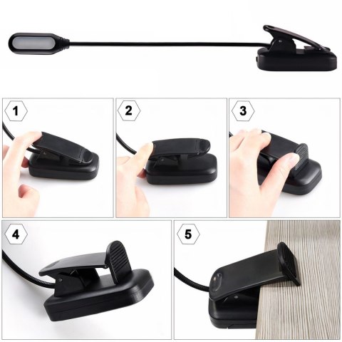Alogy Lampka Alogy LED nocna na biurko biurkowa do czytania lampa regulowana giętka bezprzewodowa micro USB czarna Alogy Lampka Alogy LED nocna na biurko biurkowa do czytania lampa regulowana giętka bezprzewodowa micro USB czarna