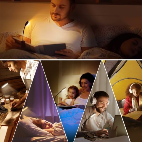 Alogy Lampka Alogy LED nocna na biurko biurkowa do czytania lampa regulowana giętka bezprzewodowa micro USB czarna Alogy Lampka Alogy LED nocna na biurko biurkowa do czytania lampa regulowana giętka bezprzewodowa micro USB czarna