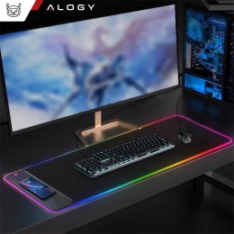 Alogy Podkładka na biurko z oświetleniem LED RGB pod myszkę mysz klawiaturę z ładowarką Qi do telefonu Alogy QiGlow Pro Mata ochronna 