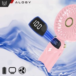 Alogy Wentylator wiatrak wiatraczek ręczny biurkowy Alogy bezprzewodowy przenośny do ręki z uchwytem różowy