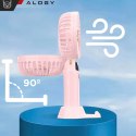 Alogy Wentylator wiatrak wiatraczek ręczny biurkowy Alogy bezprzewodowy przenośny do ręki z uchwytem różowy