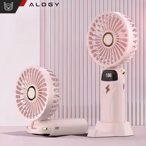 Alogy Wentylator wiatrak wiatraczek ręczny biurkowy Alogy bezprzewodowy przenośny do ręki z uchwytem różowy Alogy Wentylator wiatrak wiatraczek ręczny biurkowy Alogy bezprzewodowy przenośny do ręki z uchwytem różowy