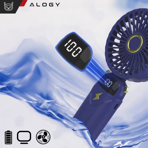 Alogy Wentylator wiatrak wiatraczek ręczny biurkowy Alogy bezprzewodowy przenośny stojący z podstawką na telefon Granatowy Alogy Wentylator wiatrak wiatraczek ręczny biurkowy Alogy bezprzewodowy przenośny stojący z podstawką na telefon Granatowy