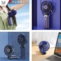 Alogy Wentylator wiatrak wiatraczek ręczny biurkowy Alogy bezprzewodowy przenośny stojący z podstawką na telefon Granatowy