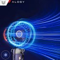Alogy Wentylator wiatrak wiatraczek ręczny biurkowy Alogy bezprzewodowy przenośny stojący z podstawką na telefon Granatowy