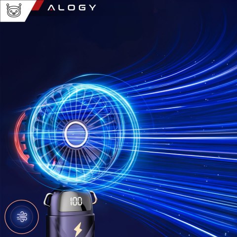Alogy Wentylator wiatrak wiatraczek ręczny biurkowy Alogy bezprzewodowy przenośny stojący z podstawką na telefon Granatowy Alogy Wentylator wiatrak wiatraczek ręczny biurkowy Alogy bezprzewodowy przenośny stojący z podstawką na telefon Granatowy