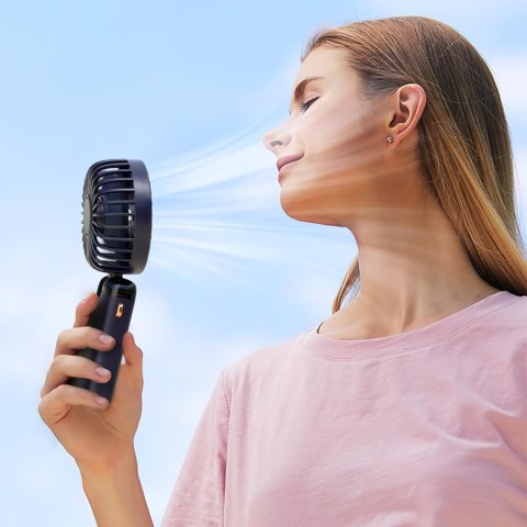 Alogy Wentylator wiatrak wiatraczek ręczny biurkowy Alogy bezprzewodowy przenośny stojący z podstawką na telefon Granatowy Alogy Wentylator wiatrak wiatraczek ręczny biurkowy Alogy bezprzewodowy przenośny stojący z podstawką na telefon Granatowy