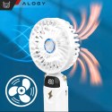 Alogy Wentylator wiatrak wiatraczek ręczny biurkowy Alogy bezprzewodowy przenośny stojący z podstawką na telefon biały