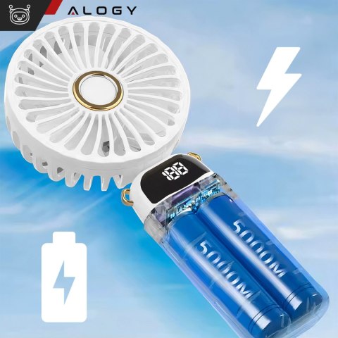 Alogy Wentylator wiatrak wiatraczek ręczny biurkowy Alogy bezprzewodowy przenośny stojący z podstawką na telefon biały Alogy Wentylator wiatrak wiatraczek ręczny biurkowy Alogy bezprzewodowy przenośny stojący z podstawką na telefon biały