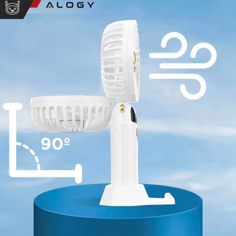 Alogy Wentylator wiatrak wiatraczek ręczny biurkowy Alogy bezprzewodowy przenośny stojący z podstawką na telefon biały Alogy Wentylator wiatrak wiatraczek ręczny biurkowy Alogy bezprzewodowy przenośny stojący z podstawką na telefon biały