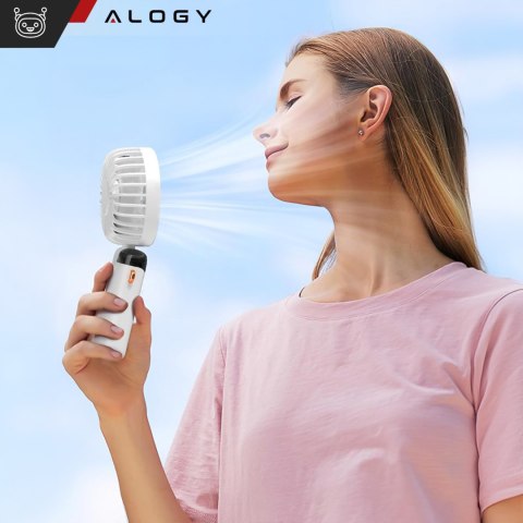 Alogy Wentylator wiatrak wiatraczek ręczny biurkowy Alogy bezprzewodowy przenośny stojący z podstawką na telefon biały Alogy Wentylator wiatrak wiatraczek ręczny biurkowy Alogy bezprzewodowy przenośny stojący z podstawką na telefon biały
