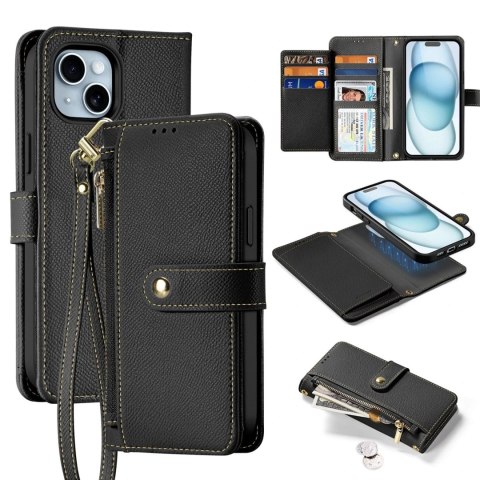 Dux Ducis Etui do iPhone 15 Dux Ducis Lawa Skórzane Portfel MagSafe Czarne Dux Ducis Etui do iPhone 15 Dux Ducis Lawa Skórzane Portfel MagSafe Czarne