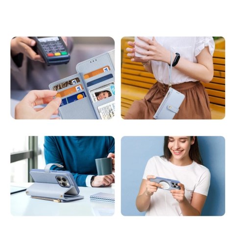 Dux Ducis Etui do iPhone 15 Dux Ducis Lawa Skórzane Portfel MagSafe Niebieskie Dux Ducis Etui do iPhone 15 Dux Ducis Lawa Skórzane Portfel MagSafe Niebieskie