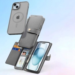 Dux Ducis Etui do iPhone 15 Dux Ducis Lawa Skórzane Portfel MagSafe Szare