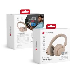 Forcell Słuchawki bezprzewodowe nauszne Forcell F-Audio ANC Touch Beat beżowe