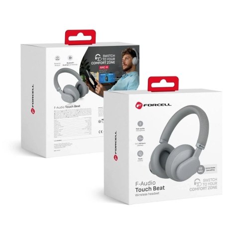 Forcell Słuchawki bezprzewodowe nauszne Forcell F-Audio ANC Touch Beat szare Forcell Słuchawki bezprzewodowe nauszne Forcell F-Audio ANC Touch Beat szare