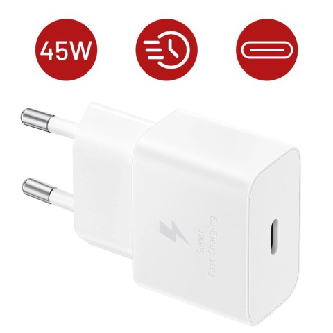 Samsung Ładowarka Sieciowa oryginalna Samsung EP-TA845 Szybkie Ładowanie Fast Charge 45W Biała Samsung Ładowarka Sieciowa oryginalna Samsung EP-TA845 Szybkie Ładowanie Fast Charge 45W Biała