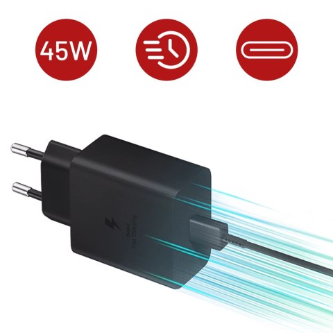 Samsung Ładowarka Sieciowa oryginalna Samsung EP-TA845 Szybkie Ładowanie Fast Charge 45W Czarna Samsung Ładowarka Sieciowa oryginalna Samsung EP-TA845 Szybkie Ładowanie Fast Charge 45W Czarna