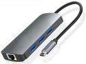 Alogy Adapter Alogy HUB 9w1 HDMI 4K RJ45 USB-C PD 3xUSB AV SD/TF/microSD