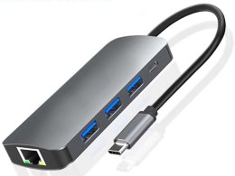 Alogy Adapter Alogy HUB 9w1 HDMI 4K RJ45 USB-C PD 3xUSB AV SD/TF/microSD