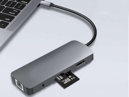 Alogy Adapter Alogy HUB 9w1 HDMI 4K RJ45 USB-C PD 3xUSB AV SD/TF/microSD