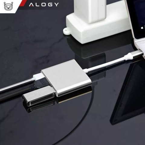 Alogy Adapter HUB 3w1 Alogy przejściówka USB-C 3.0 HDMI USB-A Srebrny Alogy Adapter HUB 3w1 Alogy przejściówka USB-C 3.0 HDMI USB-A Srebrny