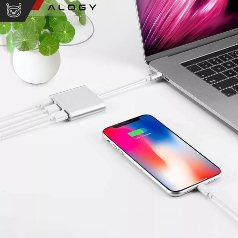 Alogy Adapter HUB 3w1 Alogy przejściówka USB-C 3.0 HDMI USB-A Srebrny Alogy Adapter HUB 3w1 Alogy przejściówka USB-C 3.0 HDMI USB-A Srebrny