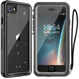 Alogy Etui wodoodporne do Apple iPhone 7/8/SE 2022/2020 360 Alogy Pancerne Armor IP68 ze smyczką Czarne
