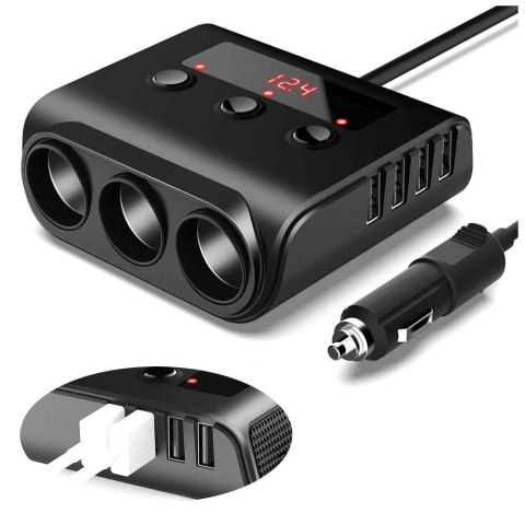 Alogy Rozdzielacz adapter samochodowy Alogy HUB do zapalniczki 12V-24V Alogy Rozdzielacz adapter samochodowy Alogy HUB do zapalniczki 12V-24V