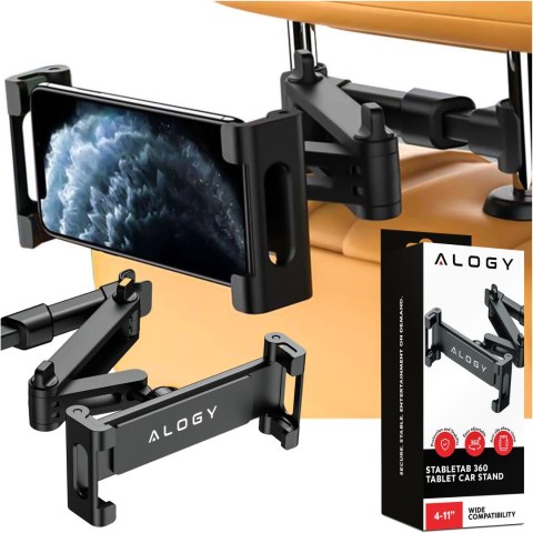 Alogy Uchwyt samochodowy na zagłówek auta samochodu na telefon tablet nintendo 4-11 cal Alogy Czarny Alogy Uchwyt samochodowy na zagłówek auta samochodu na telefon tablet nintendo 4-11 cal Alogy Czarny