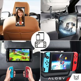 Alogy Uchwyt samochodowy na zagłówek auta samochodu na telefon tablet nintendo 4-11 cal Alogy Czarny