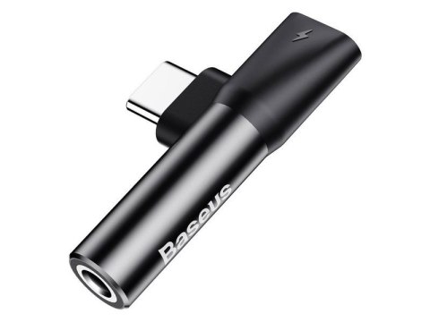 Baseus Adapter Baseus USB-C do Audio Mini Jack 3.5mm + USB-C kątowy L41 Czarny Baseus Adapter Baseus USB-C do Audio Mini Jack 3.5mm + USB-C kątowy L41 Czarny