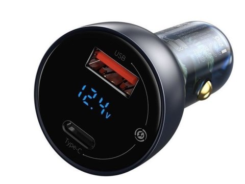 Baseus Ładowarka samochodowa Baseus USB /USB-C Type-C LED 65W QC PPS Szara Baseus Ładowarka samochodowa Baseus USB /USB-C Type-C LED 65W QC PPS Szara