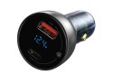 Baseus Ładowarka samochodowa Baseus USB/Type-C LED 65W QC PPS Srebrna