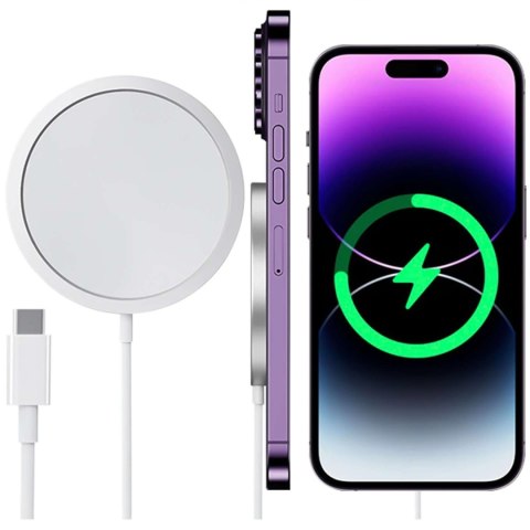 Alogy Ładowarka indukcyjna do iPhone 12/13/14/15/16 PRO / MAX/ MINI/ ULTRA Alogy do MagSafe bezprzewodowa 20W Biała Alogy Ładowarka indukcyjna do iPhone 12/13/14/15/16 PRO / MAX/ MINI/ ULTRA Alogy do MagSafe bezprzewodowa 20W Biała