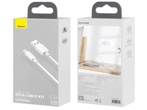Baseus 2x Kabel 1.5m Baseus przewód USB do Lightning PD 2.4A White Baseus 2x Kabel 1.5m Baseus przewód USB do Lightning PD 2.4A White
