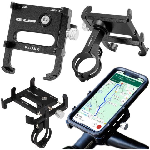 GUB Uchwyt rowerowy motocyklowy GUB Plus 6 na telefon smartfon aluminiowy czarny GUB Uchwyt rowerowy motocyklowy GUB Plus 6 na telefon smartfon aluminiowy czarny