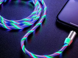 Alogy Kabel 1m Alogy magnetyczny świecący przewód LED USB-C Type C Wielokolorowy