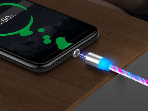 Alogy Kabel 1m Alogy magnetyczny świecący przewód LED USB-C Type C Wielokolorowy Alogy Kabel 1m Alogy magnetyczny świecący przewód LED USB-C Type C Wielokolorowy