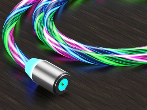 Alogy Kabel 1m Alogy magnetyczny świecący przewód LED USB-C Type C Wielokolorowy Alogy Kabel 1m Alogy magnetyczny świecący przewód LED USB-C Type C Wielokolorowy