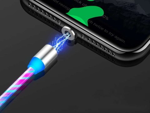 Alogy Kabel 1m Alogy magnetyczny świecący przewód LED USB-C Type C Wielokolorowy Alogy Kabel 1m Alogy magnetyczny świecący przewód LED USB-C Type C Wielokolorowy