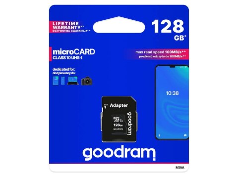 Goodram Karta pamięci GoodRam micro SDXC 128GB Class 10 UHS-I + adapter Goodram Karta pamięci GoodRam micro SDXC 128GB Class 10 UHS-I + adapter