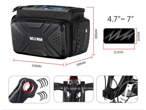 Wildman Etui torba sakwa na rower uchwyt rowerowy Wildman Bag GS6 4l 7 cali Czarny Wildman Etui torba sakwa na rower uchwyt rowerowy Wildman Bag GS6 4l 7 cali Czarny