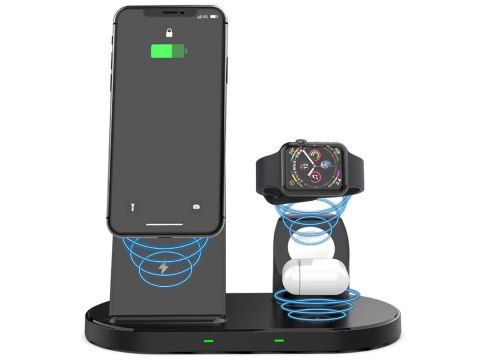 Tech-Protect Bezprzewodowa ładowarka indukcyjna Qi 3w1 W55 do iPhone/AirPods/Watch Black Tech-Protect Bezprzewodowa ładowarka indukcyjna Qi 3w1 W55 do iPhone/AirPods/Watch Black