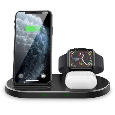 Tech-Protect Bezprzewodowa ładowarka indukcyjna Qi 3w1 W55 do iPhone/AirPods/Watch Black Tech-Protect Bezprzewodowa ładowarka indukcyjna Qi 3w1 W55 do iPhone/AirPods/Watch Black